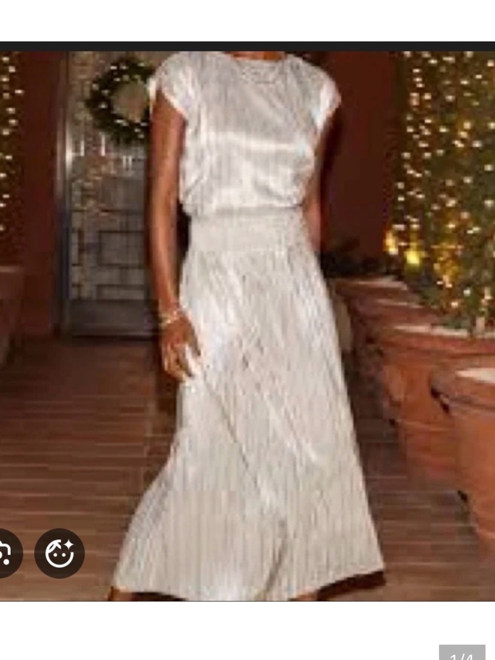 Evereve Skirt and Top Silver Metallic Knit  Size Medium two piece dress dressing